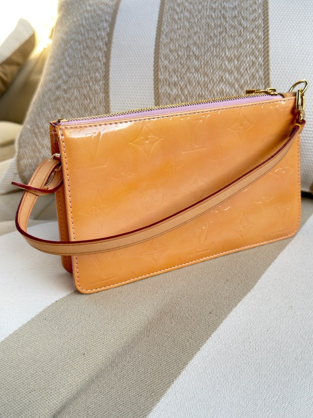 Louis Vuitton Vernis Lexington Pochette Orange Patent Monogram Shoulder Bag